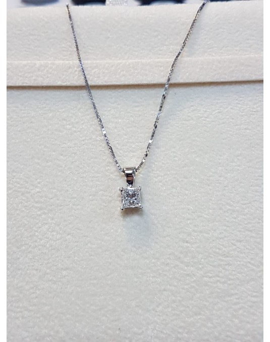 CIONDOLO PUNTO LUCE IN ORO BIANCO 18 K CON DIAMANTE NATURALE CERTIFICATO