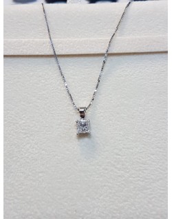 CIONDOLO PUNTO LUCE IN ORO BIANCO 18 K CON DIAMANTE NATURALE CERTIFICATO
