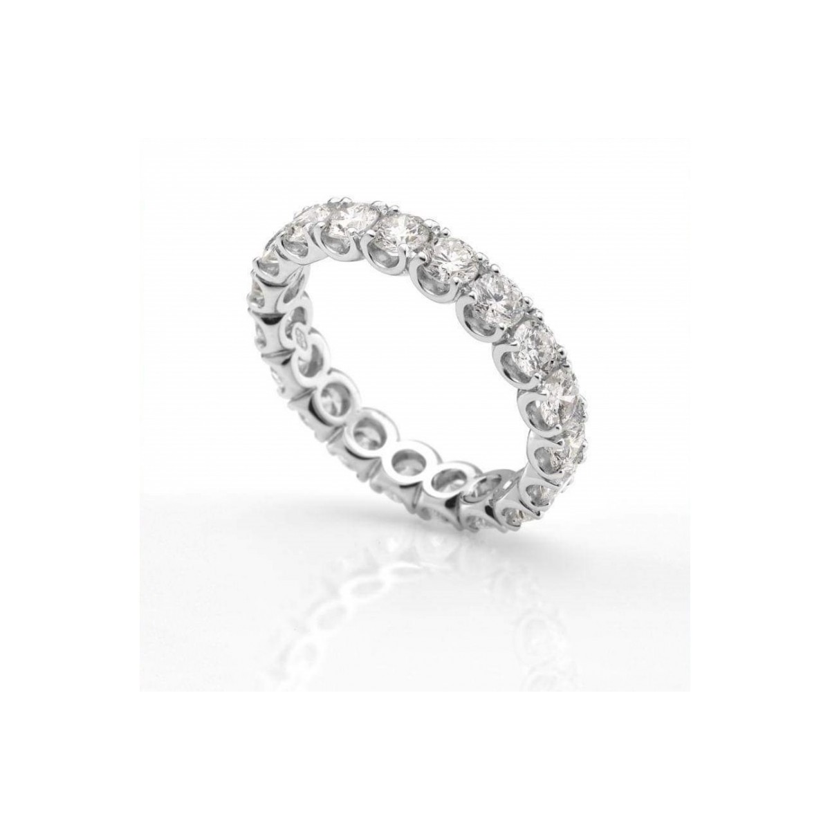 ANELLO RIVIERA VERETTA GIRO ORO BIANCO 18 K CON DIAMANTI NATURALI E VVS