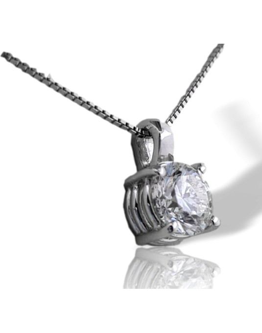 CIONDOLO PUNTO LUCE IN ORO BIANCO 18 K CON DIAMANTE NATURALE CERTIFICATO