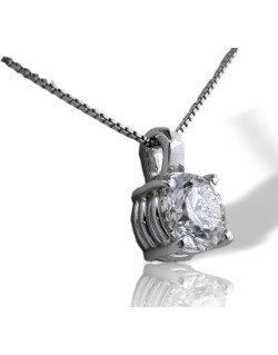 CIONDOLO PUNTO LUCE IN ORO BIANCO 18 K CON DIAMANTE NATURALE CERTIFICATO