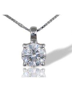 CIONDOLO PUNTO LUCE IN ORO BIANCO 18 K CON DIAMANTE NATURALE CERTIFICATO
