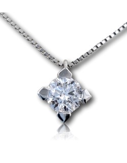CIONDOLO PUNTO LUCE IN ORO BIANCO 18 K CON DIAMANTE NATURALE CERTIFICATO