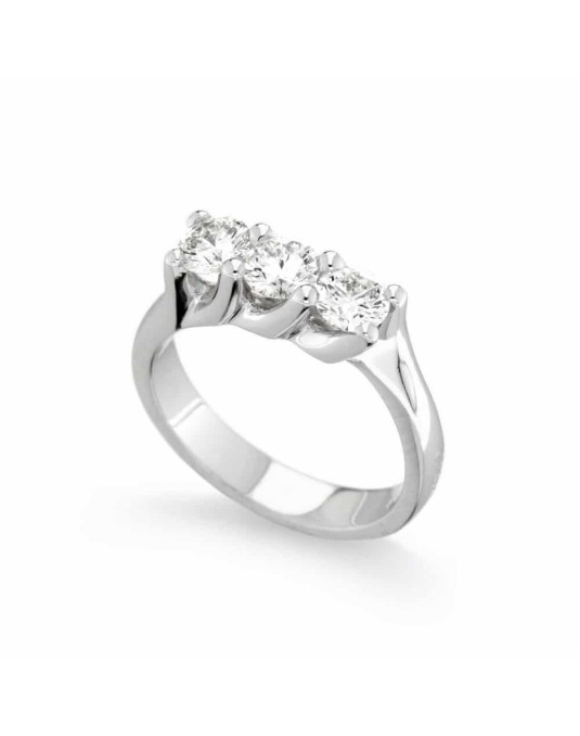 ANELLO TRILOGY IN ORO BIANCO 18 K CON DIAMANTI NATURALI CERTIFICATO DGC