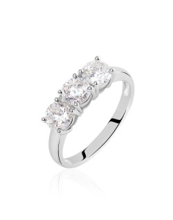 ANELLO TRILOGY IN ORO BIANCO 18 K CON DIAMANTI NATURALI CERTIFICATO DGC
