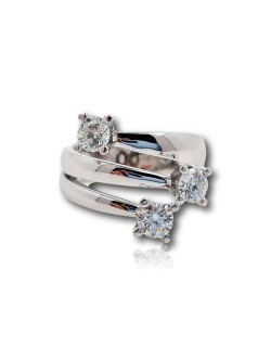 ANELLO TRILOGY IN ORO BIANCO 18 K CON DIAMANTI NATURALI CERTIFICATO TIG