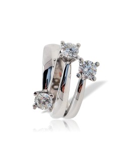ANELLO TRILOGY IN ORO BIANCO 18 K CON DIAMANTI NATURALI CERTIFICATO TIG