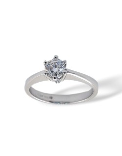 ANELLO SOLITARIO IN ORO BIANCO 18 K CON DIAMANTE NATURALE CERTIFICATO DGC