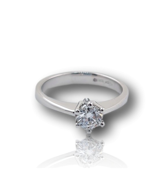 ANELLO SOLITARIO IN ORO BIANCO 18 K CON DIAMANTE NATURALE CERTIFICATO DGC