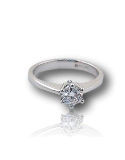 ANELLO SOLITARIO IN ORO BIANCO 18 K CON DIAMANTE NATURALE CERTIFICATO DGC