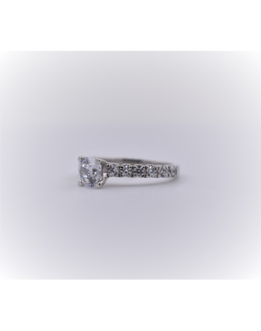 ANELLO SOLITARIO IN ORO BIANCO CON DIAMANTI NATURALI 1.60 CARATI
