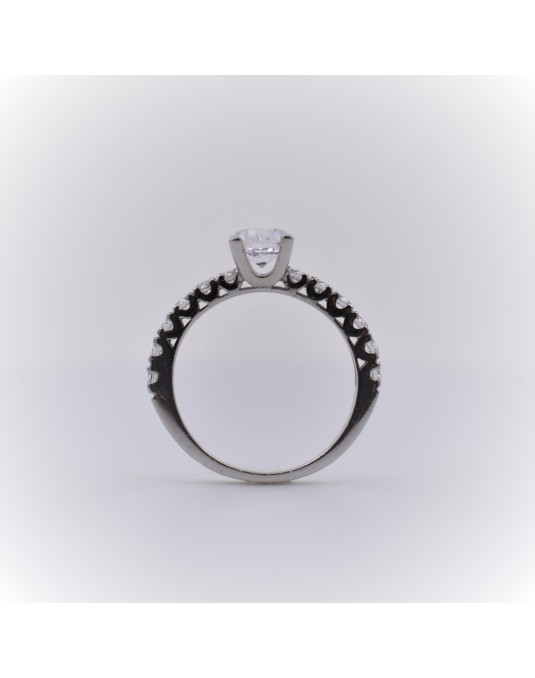 ANELLO SOLITARIO IN ORO BIANCO CON DIAMANTI NATURALI 1.60 CARATI