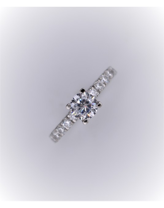 ANELLO SOLITARIO IN ORO BIANCO CON DIAMANTI NATURALI 1.60 CARATI