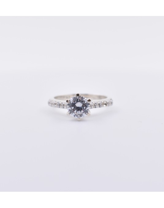 ANELLO SOLITARIO IN ORO BIANCO CON DIAMANTI NATURALI 1.36 CARATI