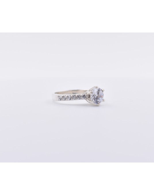 ANELLO SOLITARIO IN ORO BIANCO CON DIAMANTI NATURALI 1.36 CARATI