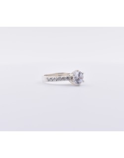 ANELLO SOLITARIO IN ORO BIANCO CON DIAMANTI NATURALI 1.36 CARATI