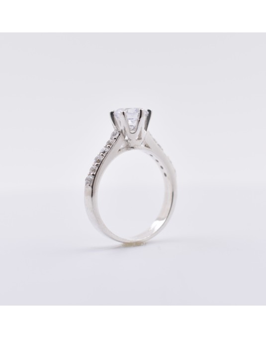 ANELLO SOLITARIO IN ORO BIANCO CON DIAMANTI NATURALI 1.36 CARATI