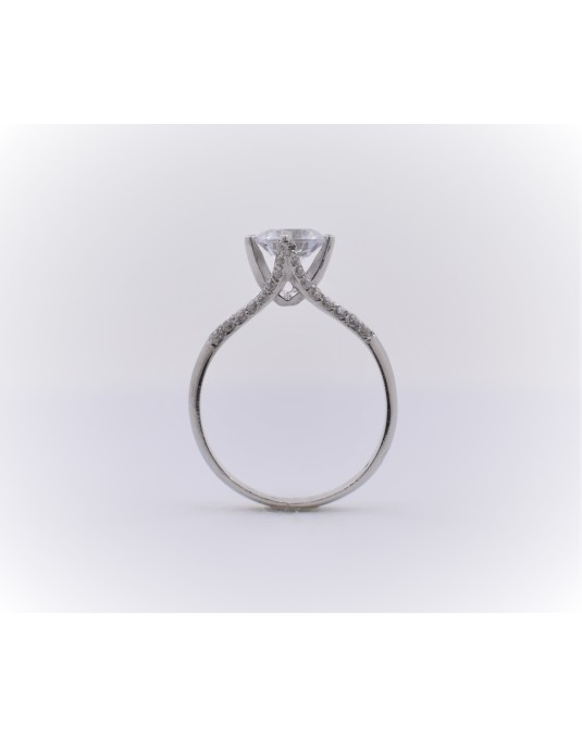 ANELLO SOLITARIO IN ORO BIANCO CON DIAMANTI NATURALI 1.36 CARATI