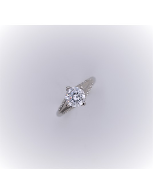 ANELLO SOLITARIO IN ORO BIANCO CON DIAMANTI NATURALI 1.36 CARATI