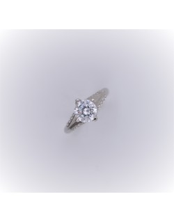 ANELLO SOLITARIO IN ORO BIANCO CON DIAMANTI NATURALI 1.36 CARATI