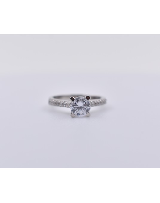 ANELLO SOLITARIO IN ORO BIANCO CON DIAMANTI NATURALI 1.42 CARATI