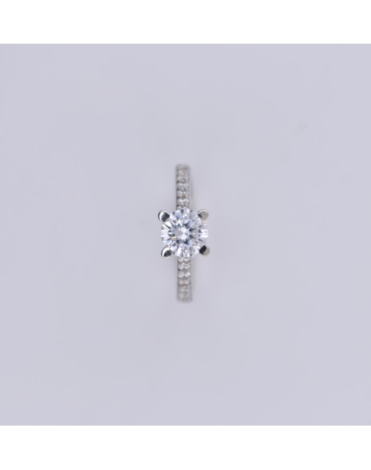 ANELLO SOLITARIO IN ORO BIANCO CON DIAMANTI NATURALI 1.42 CARATI