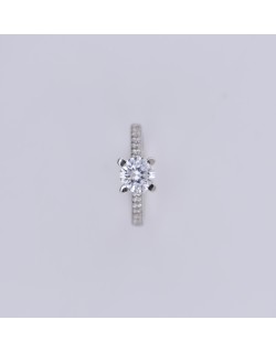 ANELLO SOLITARIO IN ORO BIANCO CON DIAMANTI NATURALI 1.42 CARATI