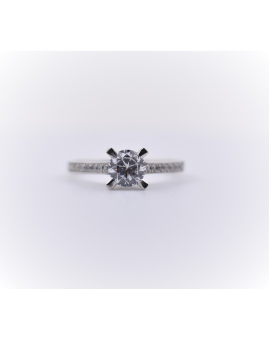 ANELLO SOLITARIO IN ORO BIANCO CON DIAMANTI NATURALI 1.14 CARATI