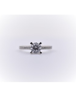 ANELLO SOLITARIO IN ORO BIANCO CON DIAMANTI NATURALI 1.14 CARATI