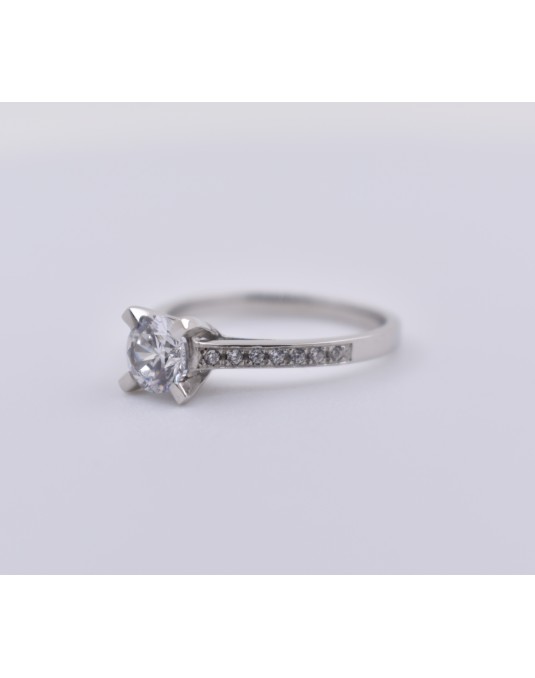 ANELLO SOLITARIO IN ORO BIANCO CON DIAMANTI NATURALI 1.14 CARATI