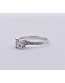 ANELLO SOLITARIO IN ORO BIANCO CON DIAMANTI NATURALI 1.14 CARATI