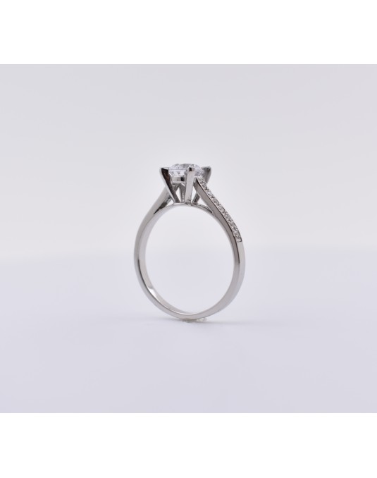 ANELLO SOLITARIO IN ORO BIANCO CON DIAMANTI NATURALI 1.14 CARATI