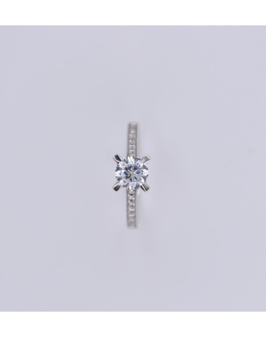 ANELLO SOLITARIO IN ORO BIANCO CON DIAMANTI NATURALI 1.14 CARATI