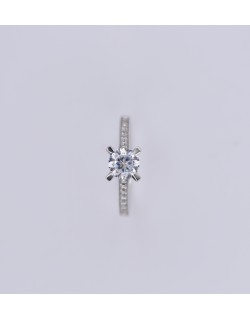 ANELLO SOLITARIO IN ORO BIANCO CON DIAMANTI NATURALI 1.14 CARATI
