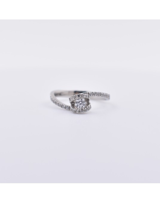 ANELLO SOLITARIO IN ORO BIANCO CON DIAMANTI NATURALI 0.50 CARATI