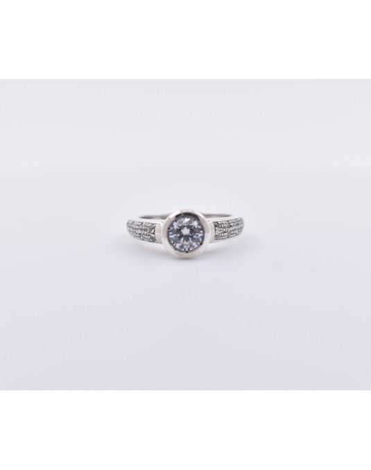 ANELLO SOLITARIO IN ORO BIANCO CON DIAMANTI NATURALI 1.22 CARATI