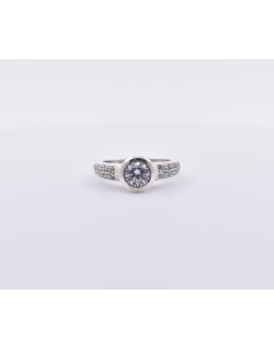 ANELLO SOLITARIO IN ORO BIANCO CON DIAMANTI NATURALI 1.22 CARATI