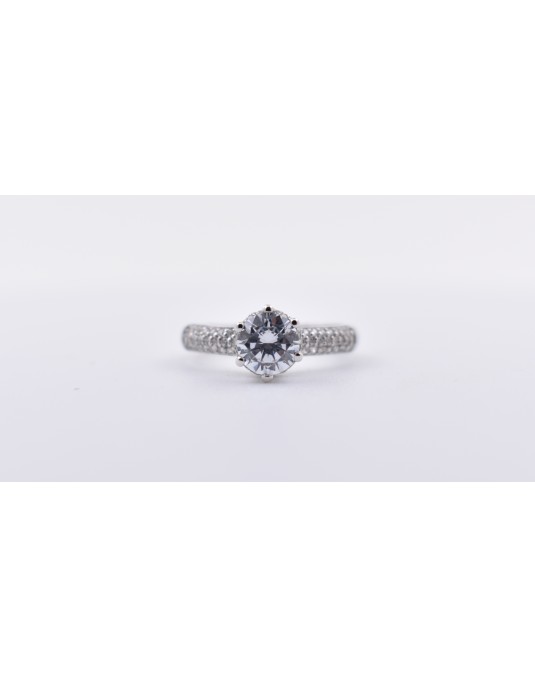 ANELLO SOLITARIO IN ORO BIANCO CON DIAMANTI NATURALI 1.40 CARATI