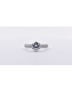 ANELLO SOLITARIO IN ORO BIANCO CON DIAMANTI NATURALI 1.40 CARATI