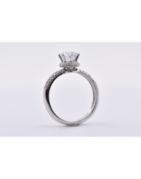 ANELLO SOLITARIO IN ORO BIANCO CON DIAMANTI NATURALI 1.40 CARATI