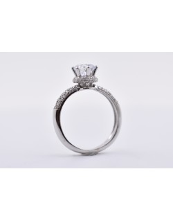 ANELLO SOLITARIO IN ORO BIANCO CON DIAMANTI NATURALI 1.40 CARATI