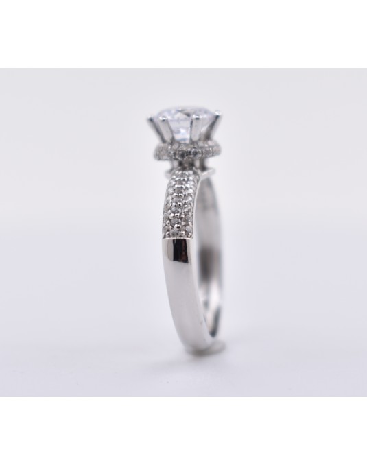 ANELLO SOLITARIO IN ORO BIANCO CON DIAMANTI NATURALI 1.40 CARATI