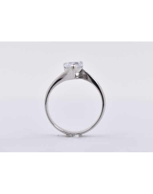 ANELLO SOLITARIO IN ORO BIANCO 18 K CON DIAMANTE NATURALE CERTIFICATO DGC