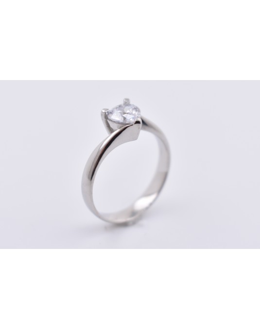 ANELLO SOLITARIO IN ORO BIANCO 18 K CON DIAMANTE NATURALE CERTIFICATO DGC