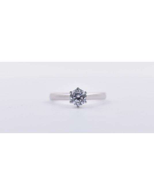 ANELLO SOLITARIO IN ORO BIANCO 18 K CON DIAMANTE NATURALE CERTIFICATO DGC