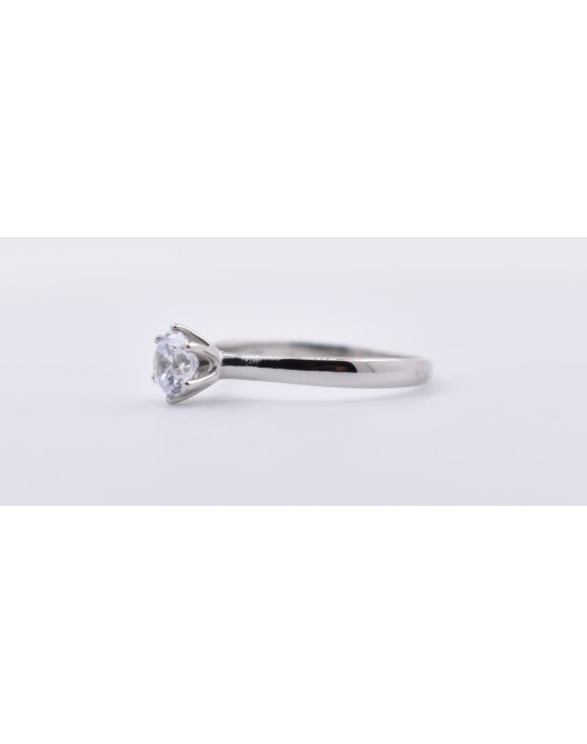 ANELLO SOLITARIO IN ORO BIANCO 18 K CON DIAMANTE NATURALE CERTIFICATO DGC