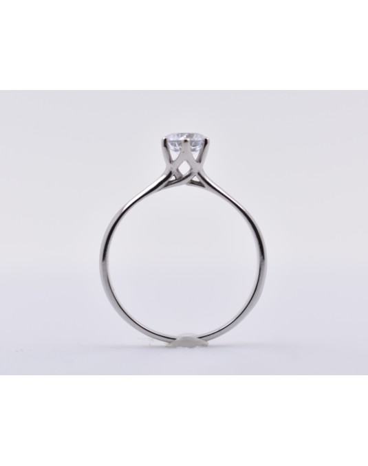ANELLO SOLITARIO IN ORO BIANCO 18 K CON DIAMANTE NATURALE CERTIFICATO DGC