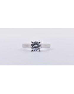 ANELLO SOLITARIO IN ORO BIANCO 18 K CON DIAMANTE NATURALE CERTIFICATO DGC