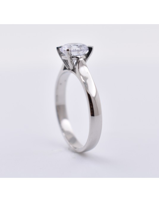 ANELLO SOLITARIO IN ORO BIANCO 18 K CON DIAMANTE NATURALE CERTIFICATO DGC