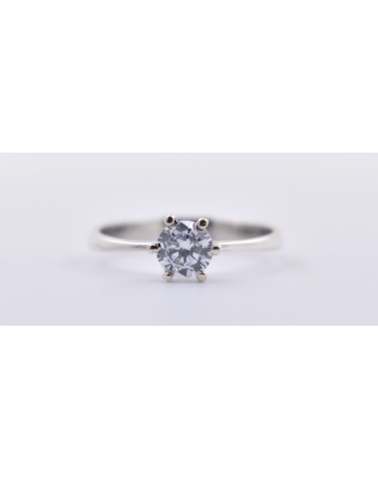 ANELLO SOLITARIO IN ORO BIANCO 18 K CON DIAMANTE NATURALE CERTIFICATO DGC